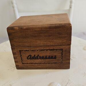 Vintage Woodcroftery Wood Addresses Box Hinged Wayland New York MCM
